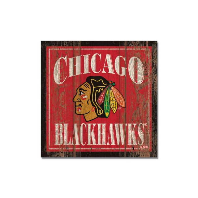 Imán de madera de los Chicago Blackhawks de 3" x 3"