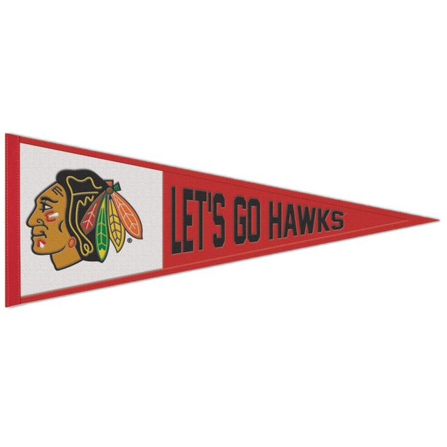 Banderín de lana con el lema de los Chicago Blackhawks, 13" x 32"