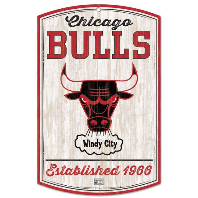 Letrero de madera de los Chicago Bulls Hardwoods de 11" x 17" y 1/4" de grosor