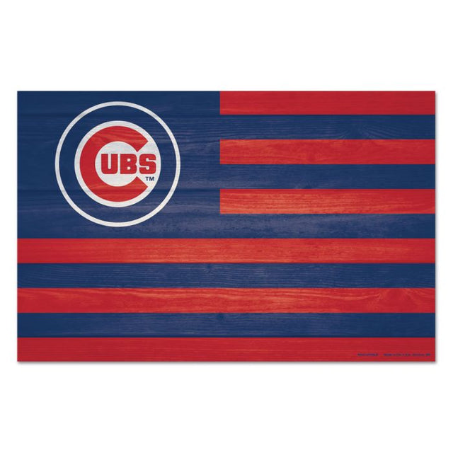 Letrero de madera con la leyenda americana Chicago Cubs de 11" x 17" y 1/4" de grosor