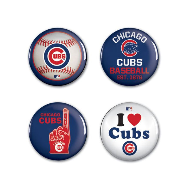 Paquete de 4 botones de los Chicago Cubs de 1 1/4" de diámetro