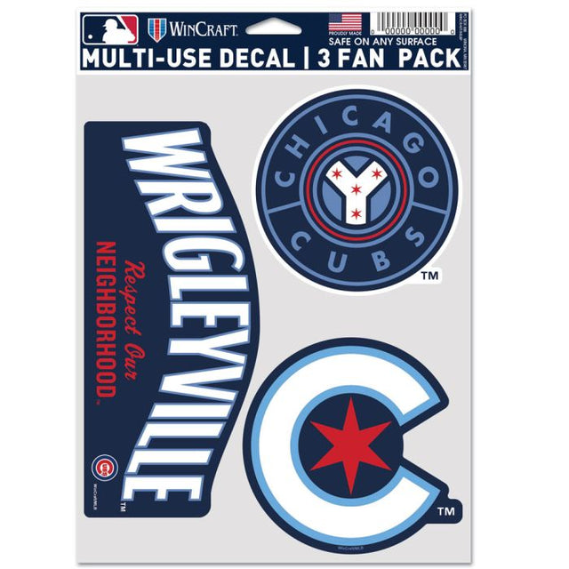 Paquete multiusos para 3 fanáticos de los Chicago Cubs CITY