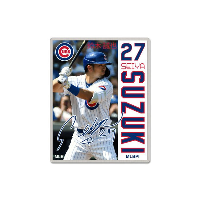 Tarjeta de joyería con pin de colección de los Chicago Cubs de Seiya Suzuki