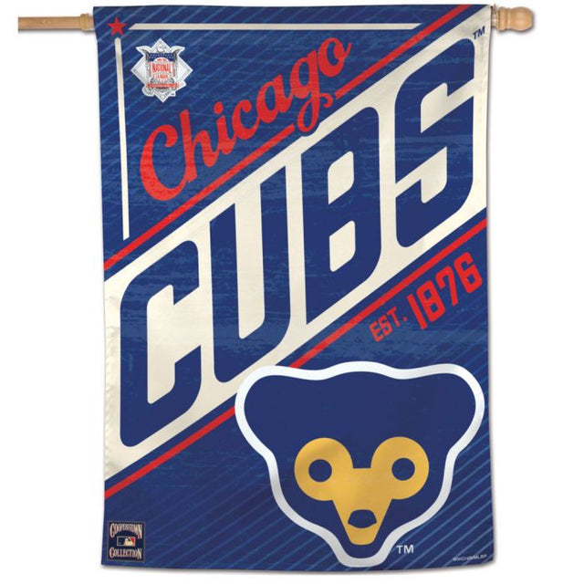 Bandera vertical de los Chicago Cubs/Cooperstown de 28" x 40"