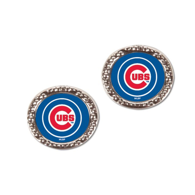 Pendientes de los Chicago Cubs con forma de corazón y forma redonda