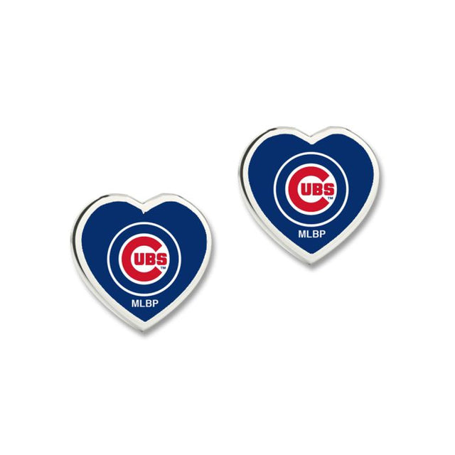 Chicago Cubs Earrings w/3D Heart