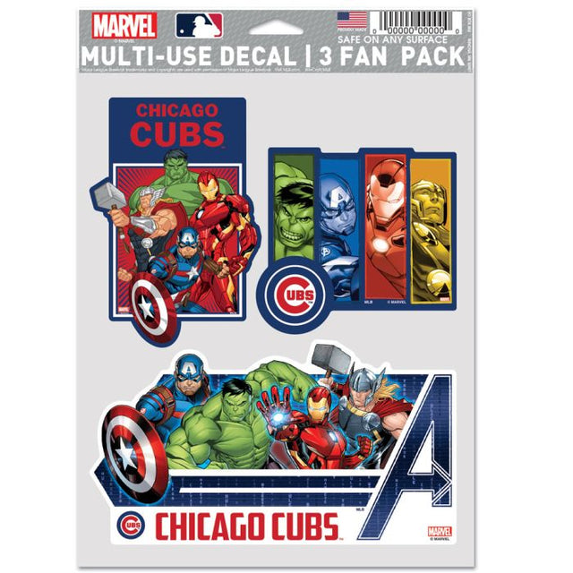 Paquete multiusos para 3 fanáticos de los Chicago Cubs/Marvel (c) 2021