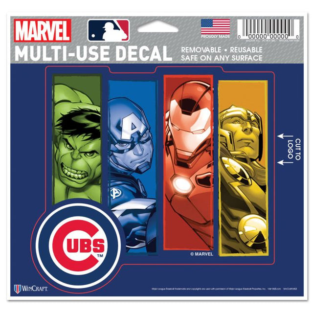 Calcomanía multiusos de los Chicago Cubs/Marvel (c) 2021 MARVEL: corte con el logotipo de 5" x 6"