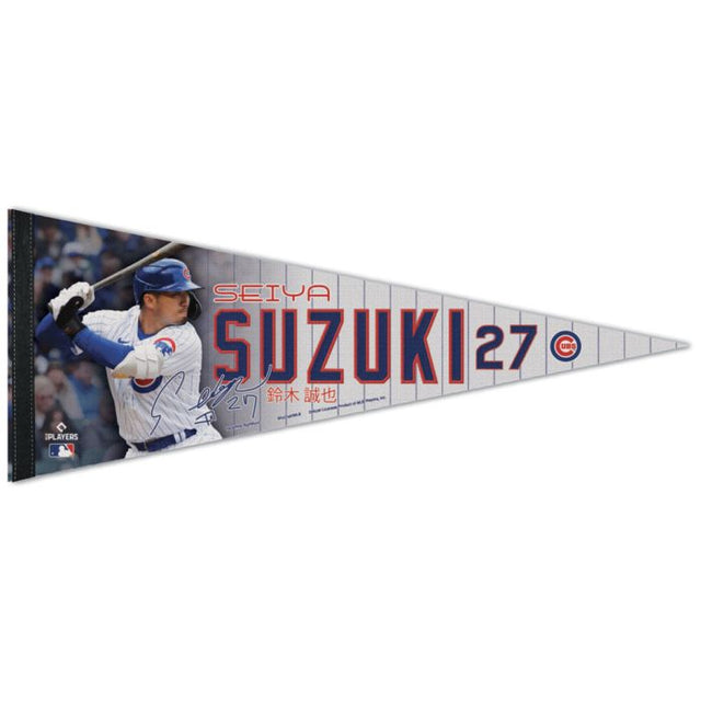 Banderín premium de los Chicago Cubs de 12" x 30" de Seiya Suzuki