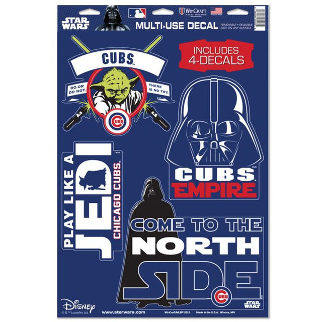 Calcomanía multiusos de Darth Vader y Yoda de Star Wars de Chicago Cubs, 11" x 17"