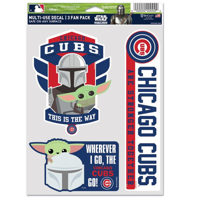 Paquete multiusos para 3 fanáticos de los Chicago Cubs y Star Wars Mandalorian