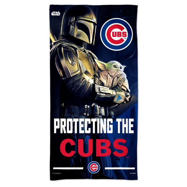 Toalla de playa Spectra de los Chicago Cubs y Star Wars Mandalorian de 30 x 60 pulgadas