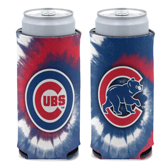 Enfriador de latas delgado de 12 oz con estampado TIE DYE de los Chicago Cubs