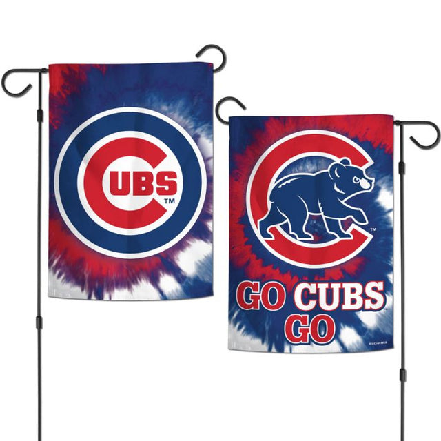 Banderas de jardín teñidas con motivos de los Chicago Cubs, de 2 lados, 12,5" x 18"