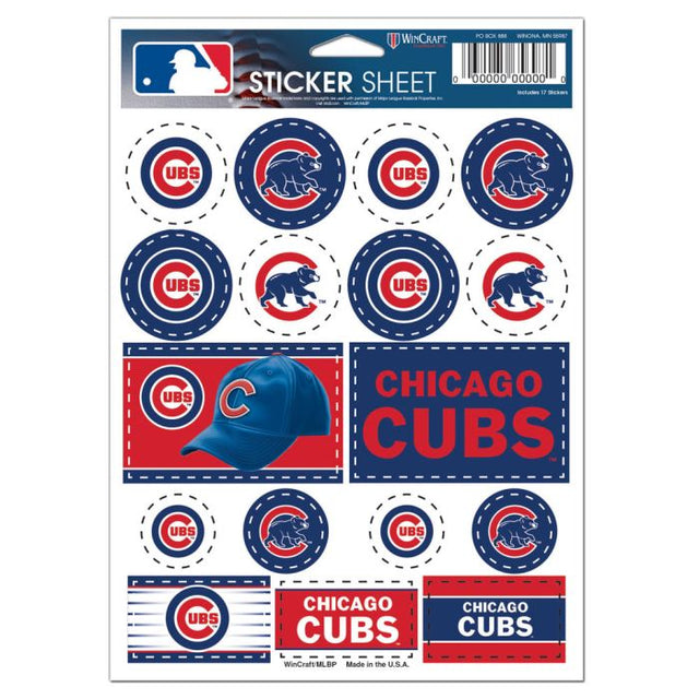 Lámina de calcomanías de vinilo de los Chicago Cubs de 5" x 7"