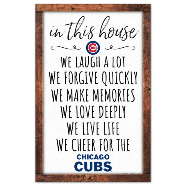 Letrero de madera de los Chicago Cubs de 11" x 17" y 1/4" de grosor