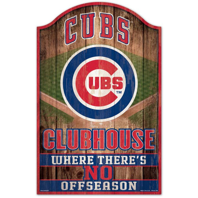 Letrero de madera de los Chicago Cubs de 11" x 17" y 1/4" de grosor