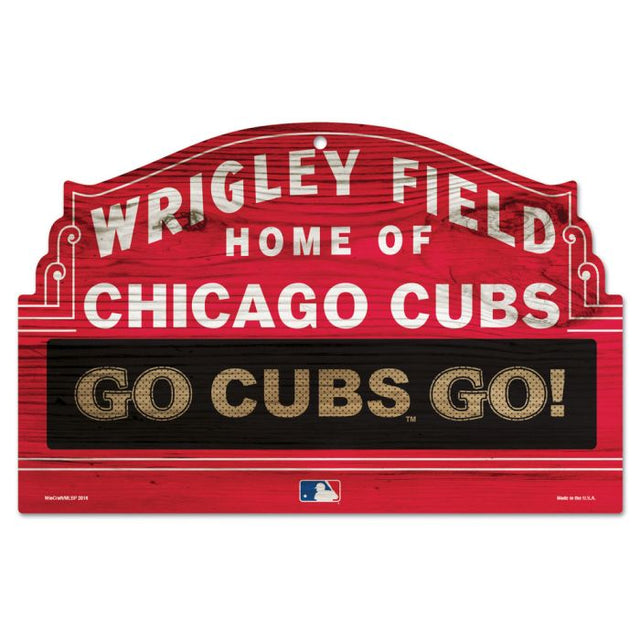 Letrero de madera de los Chicago Cubs de 11" x 17" y 1/4" de grosor