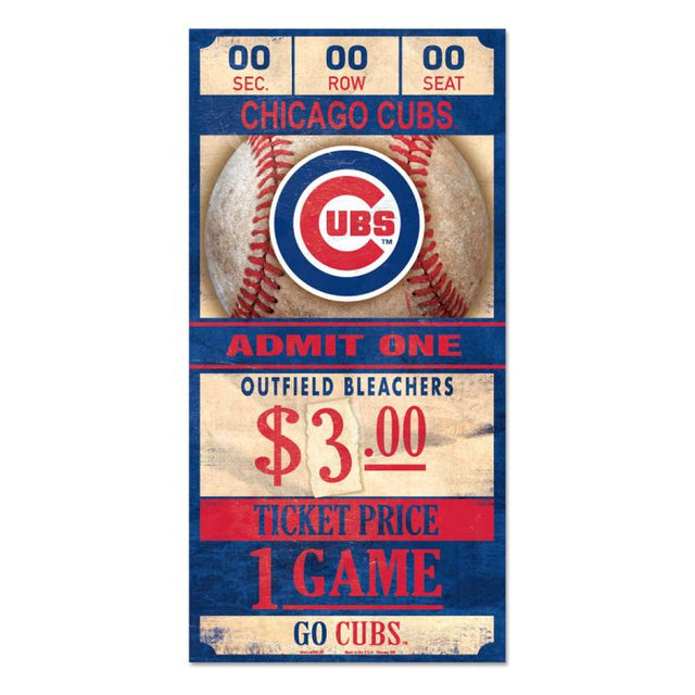 Letrero de madera de los Chicago Cubs, 6 x 12 3/8" de grosor