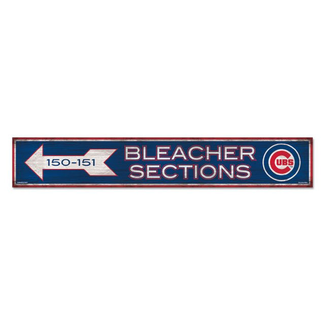 Letrero de madera de los Chicago Cubs, 6" x 36", 3/8" de grosor