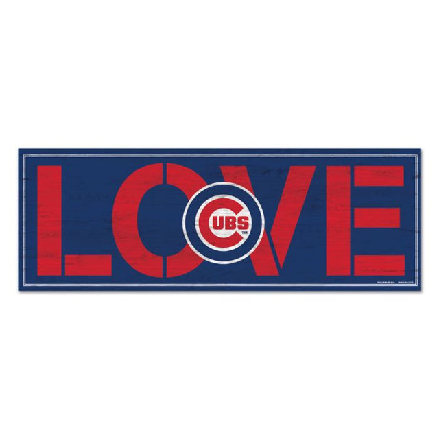 Letrero de madera de los Chicago Cubs, 8" x 23", 1/4" de grosor