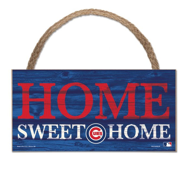 Letrero de madera con cuerda de los Chicago Cubs, 5 x 10 pulgadas