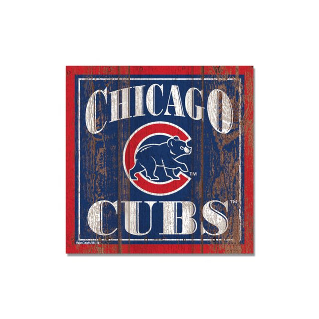 Imán de madera de los Chicago Cubs de 3" x 3"