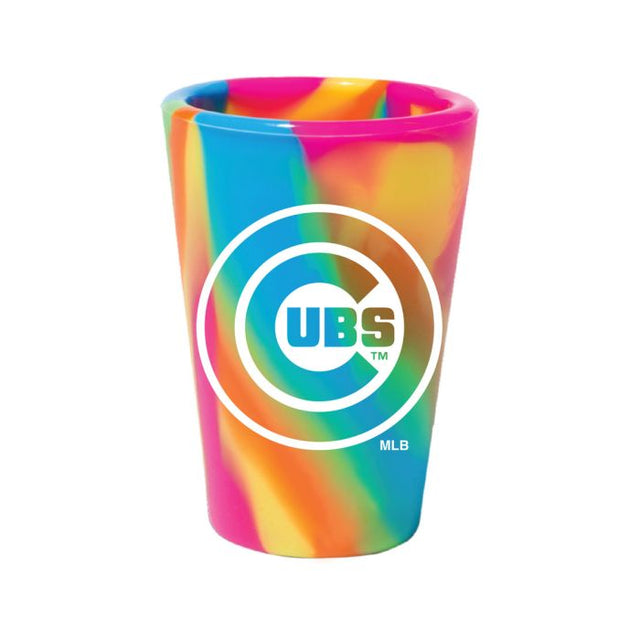 Vaso de chupito de silicona de 1,5 oz con diseño hippie de los Chicago Cubs