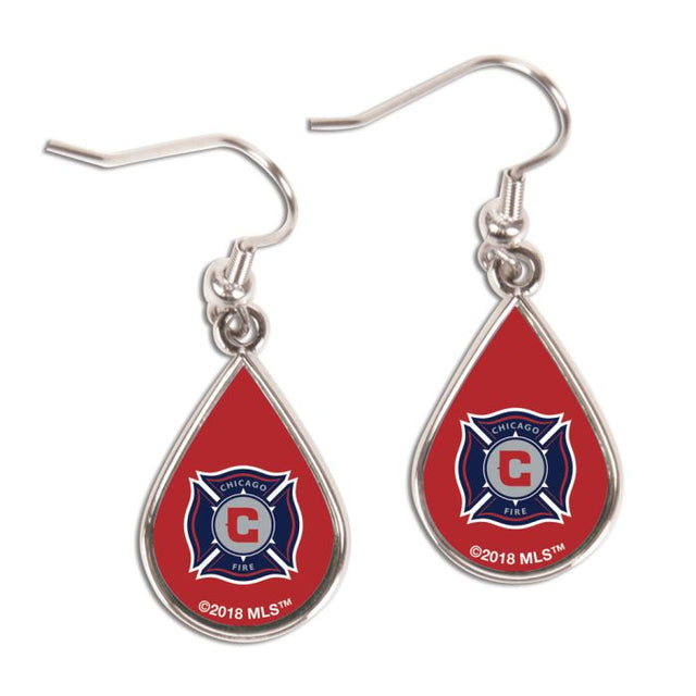 Pendientes de Chicago Fire con forma de lágrima y cardado