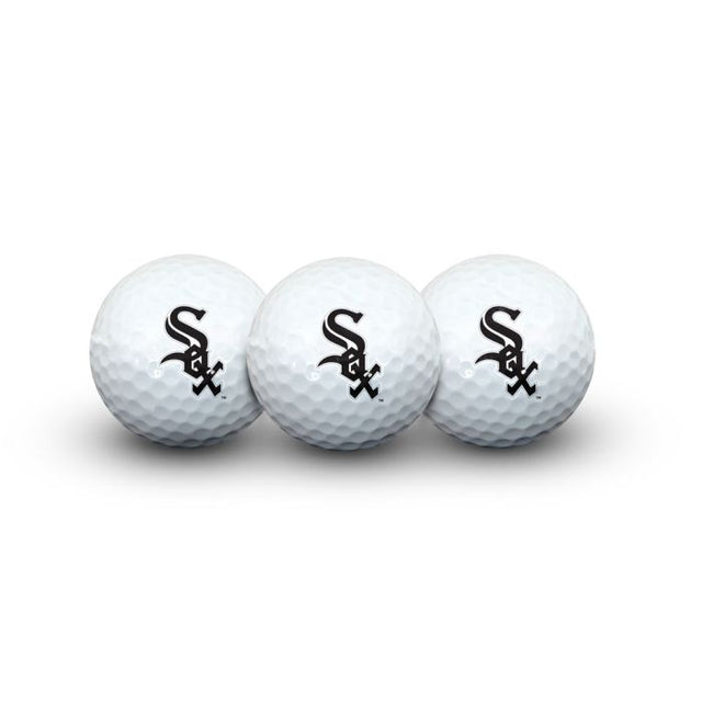 3 pelotas de golf de los Chicago White Sox en estuche tipo concha