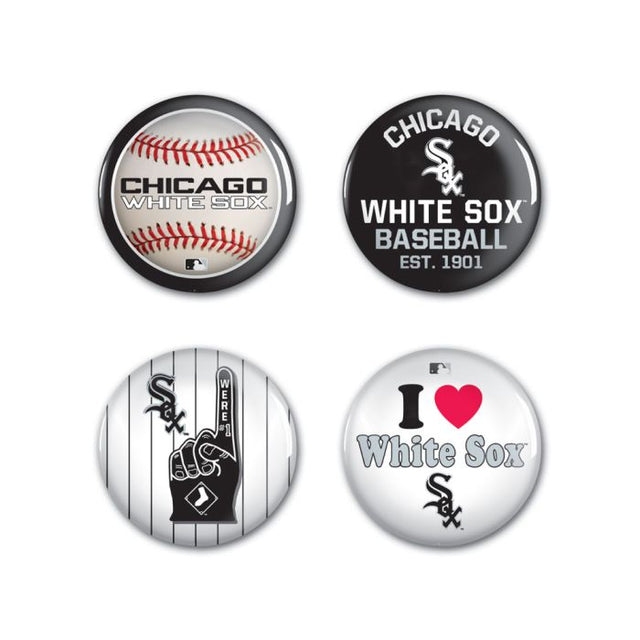 Paquete de 4 botones de los Chicago White Sox de 1 1/4" de diámetro