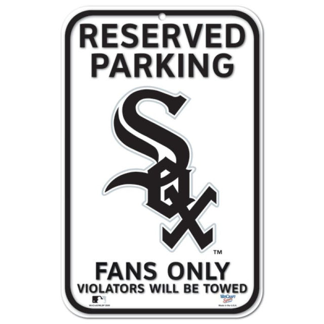 Letrero de plástico de estacionamiento reservado de los Chicago White Sox de 11" x 17"