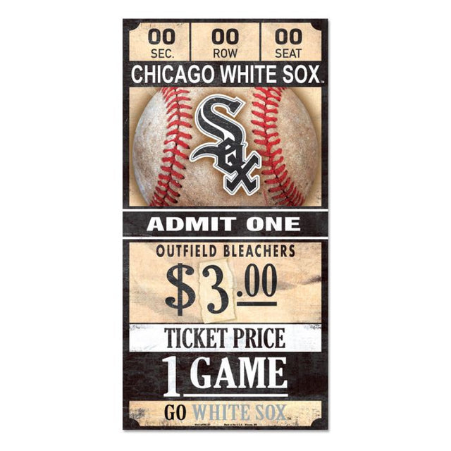 Letrero de madera de los White Sox de Chicago, 6 x 12 3/8" de grosor