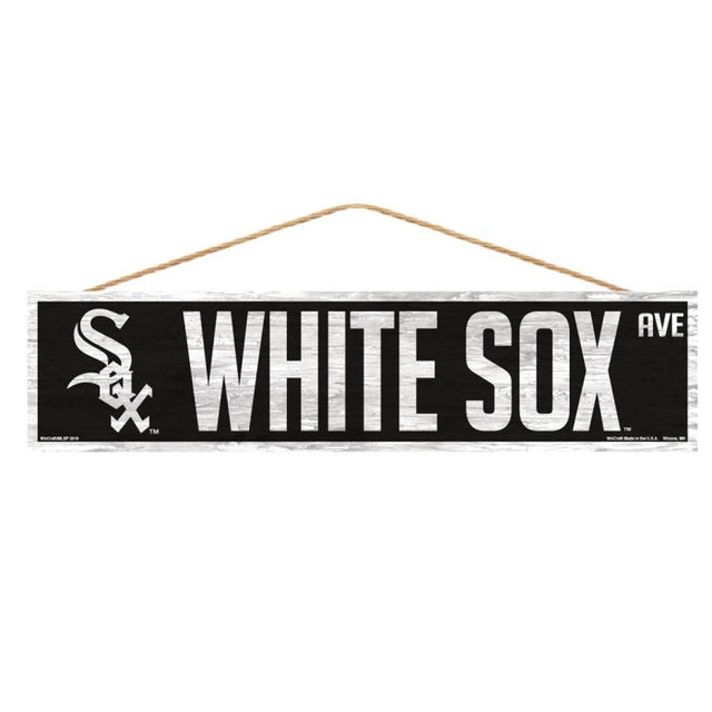 Letrero de madera de los Chicago White Sox con cuerda, 4" x 17"