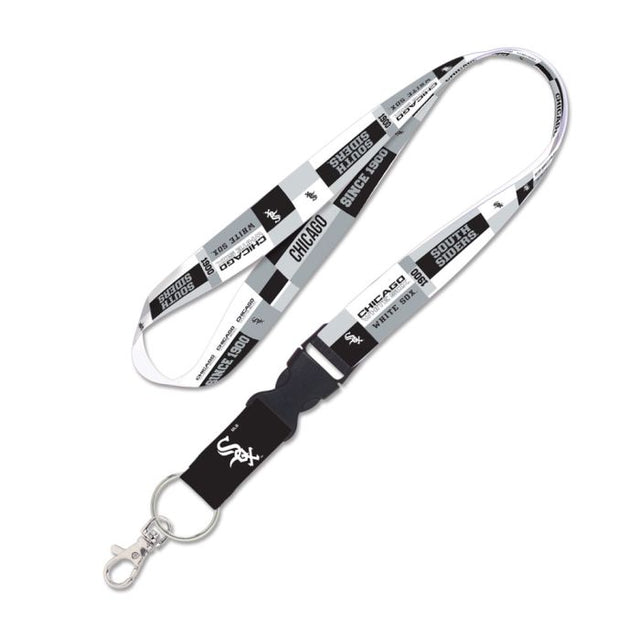 Chicago White Sox color block Lanyard w/detachable buckle 1"