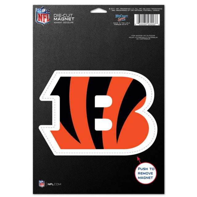 Imán troquelado con el logotipo de los Cincinnati Bengals, 6,25" x 9"