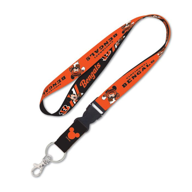 Cordón de Mickey Mouse de los Cincinnati Bengals / Disney con hebilla desmontable de 1"