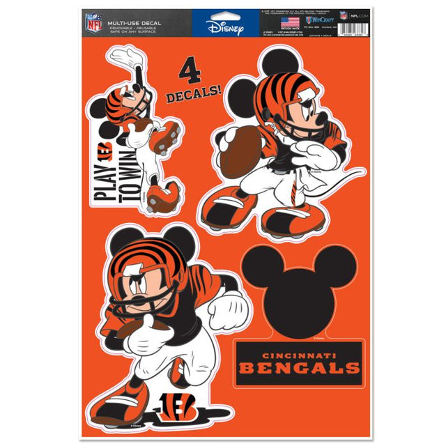 Calcomanía multiusos de Mickey Mouse de Disney y Cincinnati Bengals, 11" x 17"