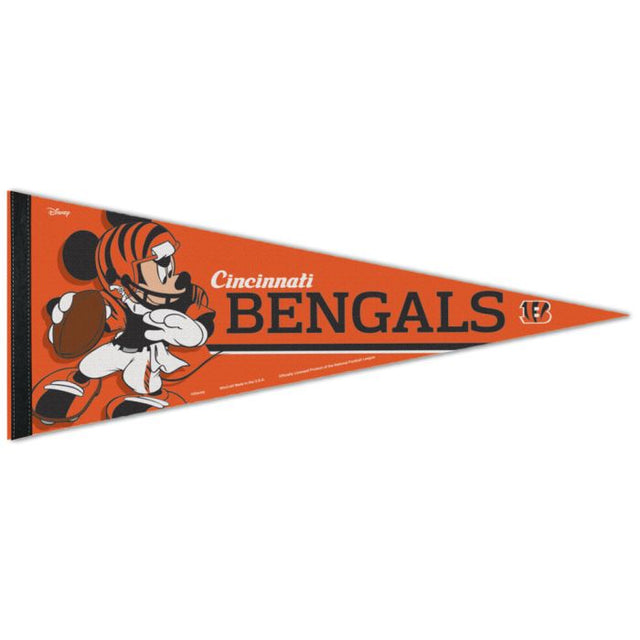 Banderín premium de Cincinnati Bengals / Disney Mickey Mouse de 12" x 30"