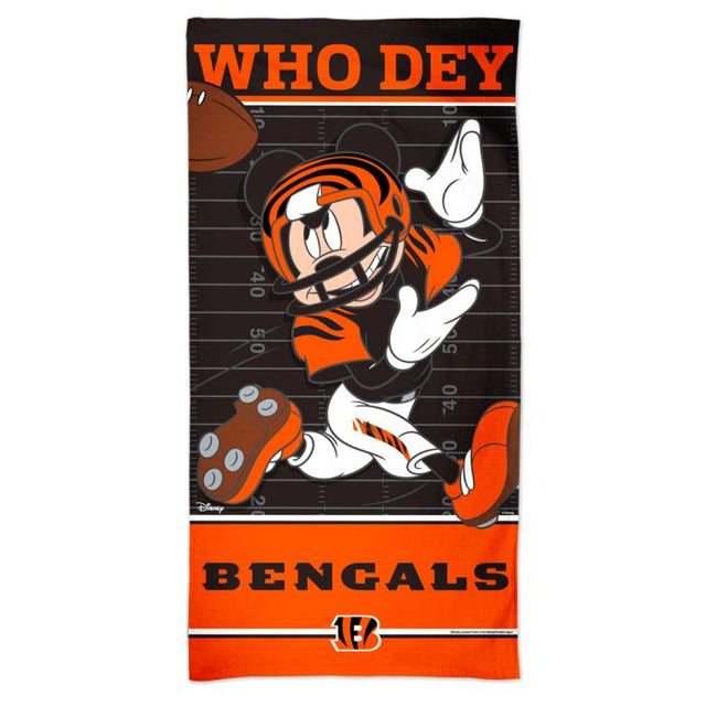 Toalla de playa Spectra de Mickey Mouse de Disney y Cincinnati Bengals de 30" x 60"