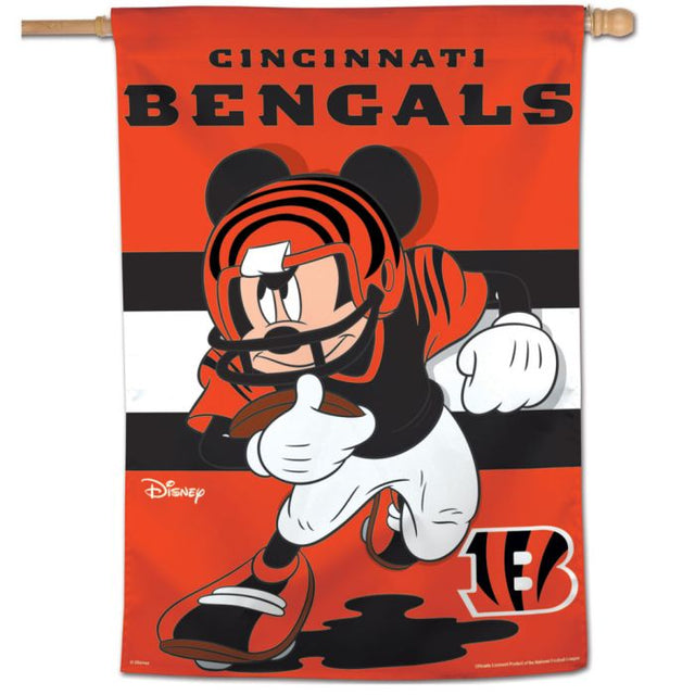 Bandera vertical de los Cincinnati Bengals / Disney Mickey Mouse de 28" x 40"