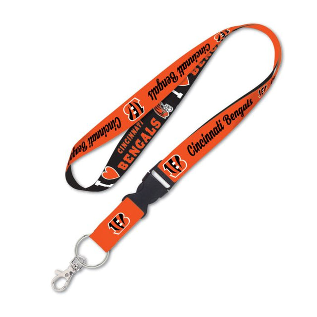 Cordón con forma de corazón de los Cincinnati Bengals con hebilla desmontable de 1"