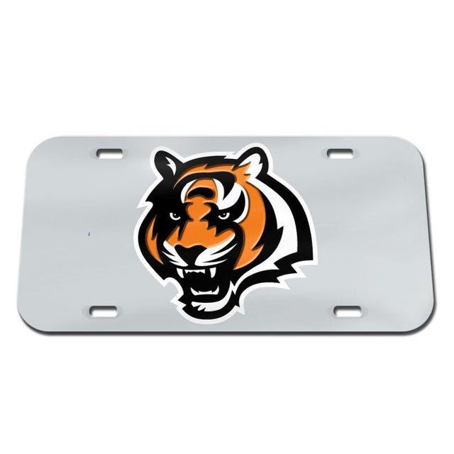 Placa de matrícula especial de acrílico con fondo plateado de Cincinnati Bengals