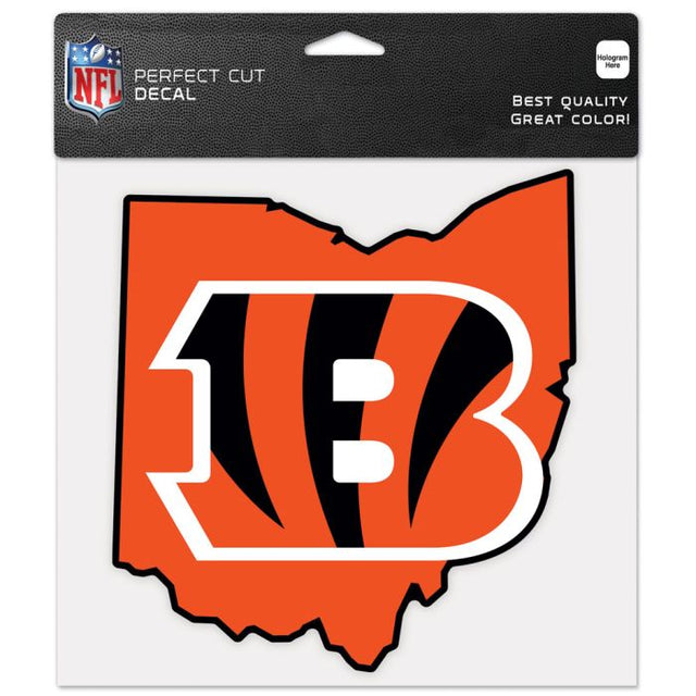 Cincinnati Bengals State Shaped Perfect Cut Color Decal 8" x 8"