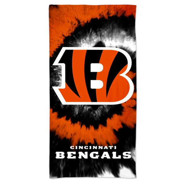 Toalla de playa teñida con efecto tie dye Spectra de Cincinnati Bengals de 30" x 60"