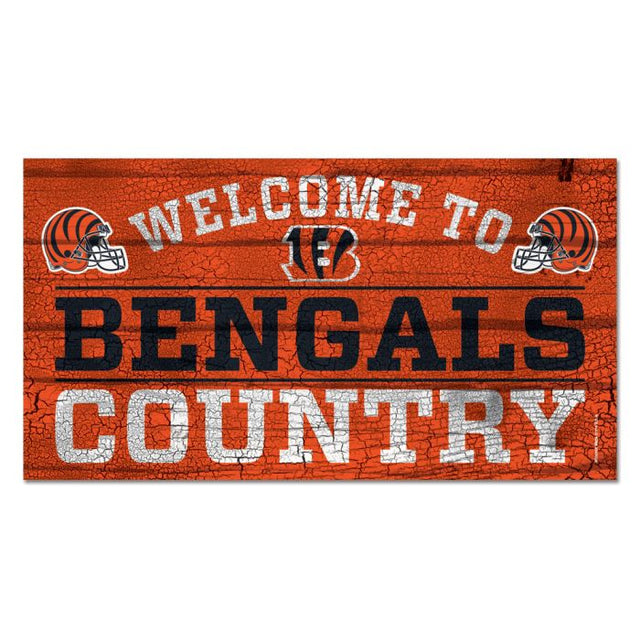 Letrero de madera de Cincinnati Bengals de 13" x 24" y 1/4" de grosor