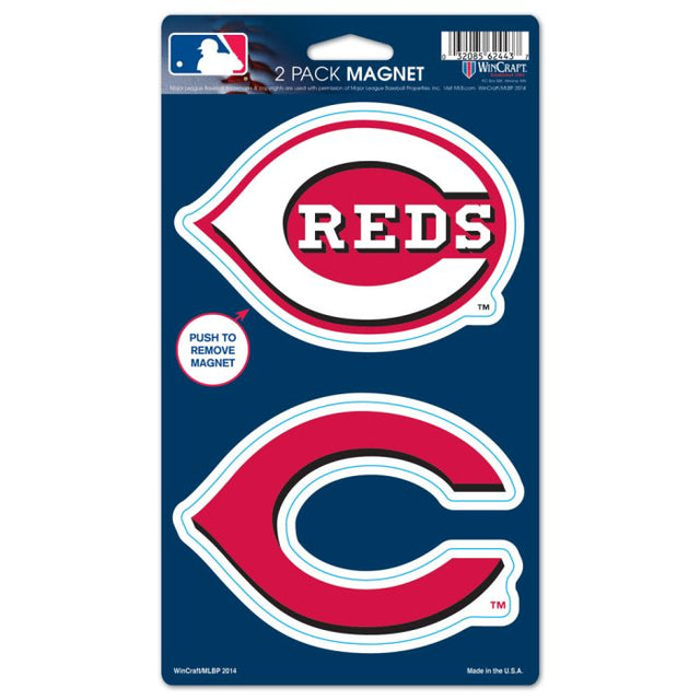 Paquete de 2 imanes de los Cincinnati Reds de 5" x 9"