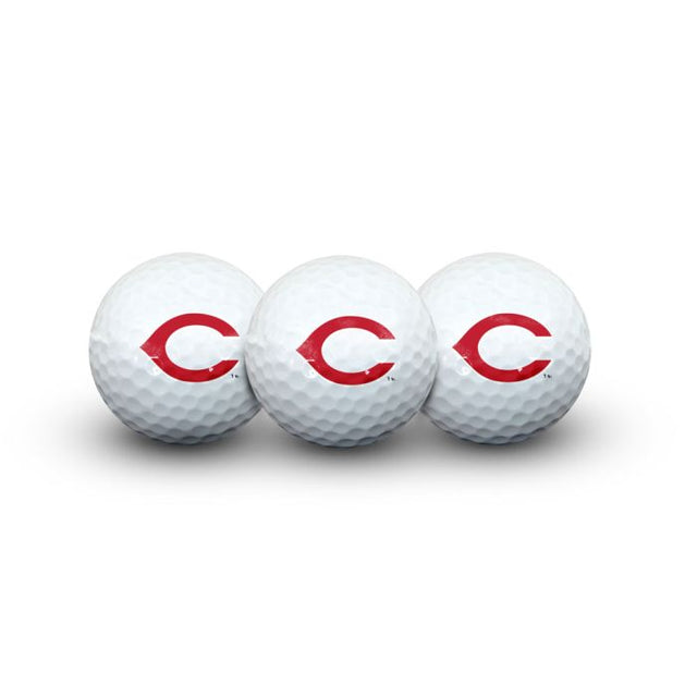 3 pelotas de golf de los Cincinnati Reds en estuche tipo concha