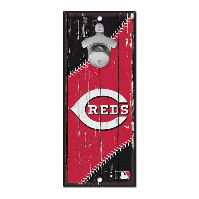 Letrero destapador de botellas de los Cincinnati Reds de 5 x 11 pulgadas