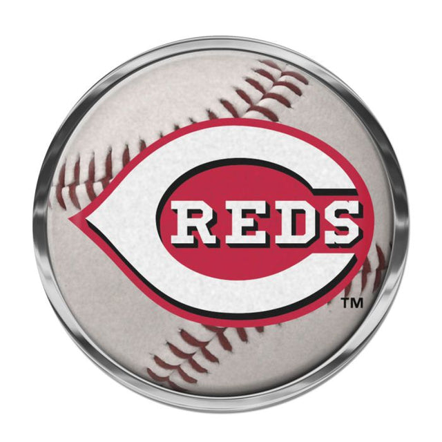 Emblema de metal cromado abovedado de los Cincinnati Reds